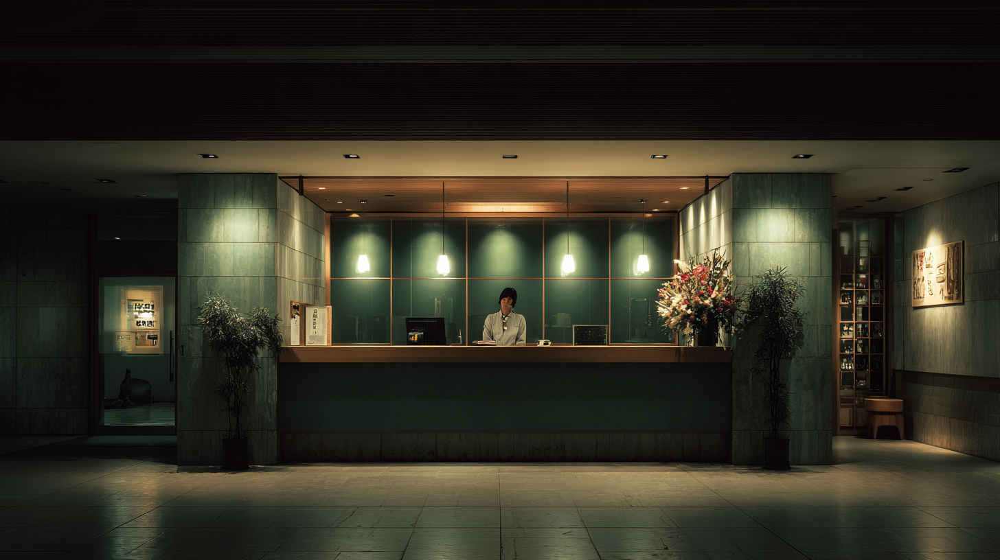 宿泊業、ホテルで勤務する人が深夜まで不規則に働くケース