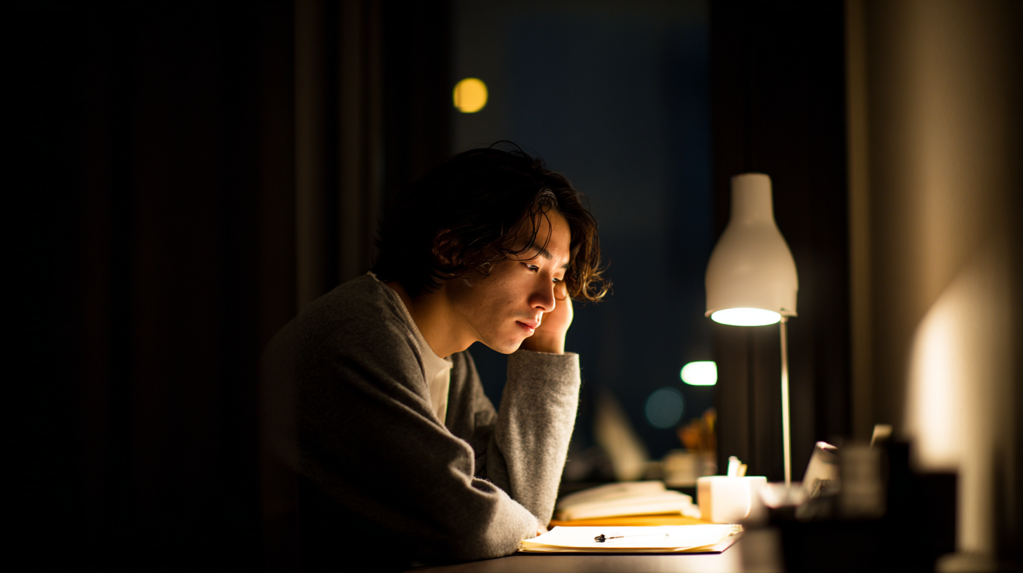 サービス業で働きながら小説家を目指し体力の限界を感じる人のイメージ